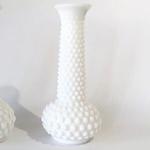 Vintage E.O. Brody Hobnail Milk Glass White Textured Vase